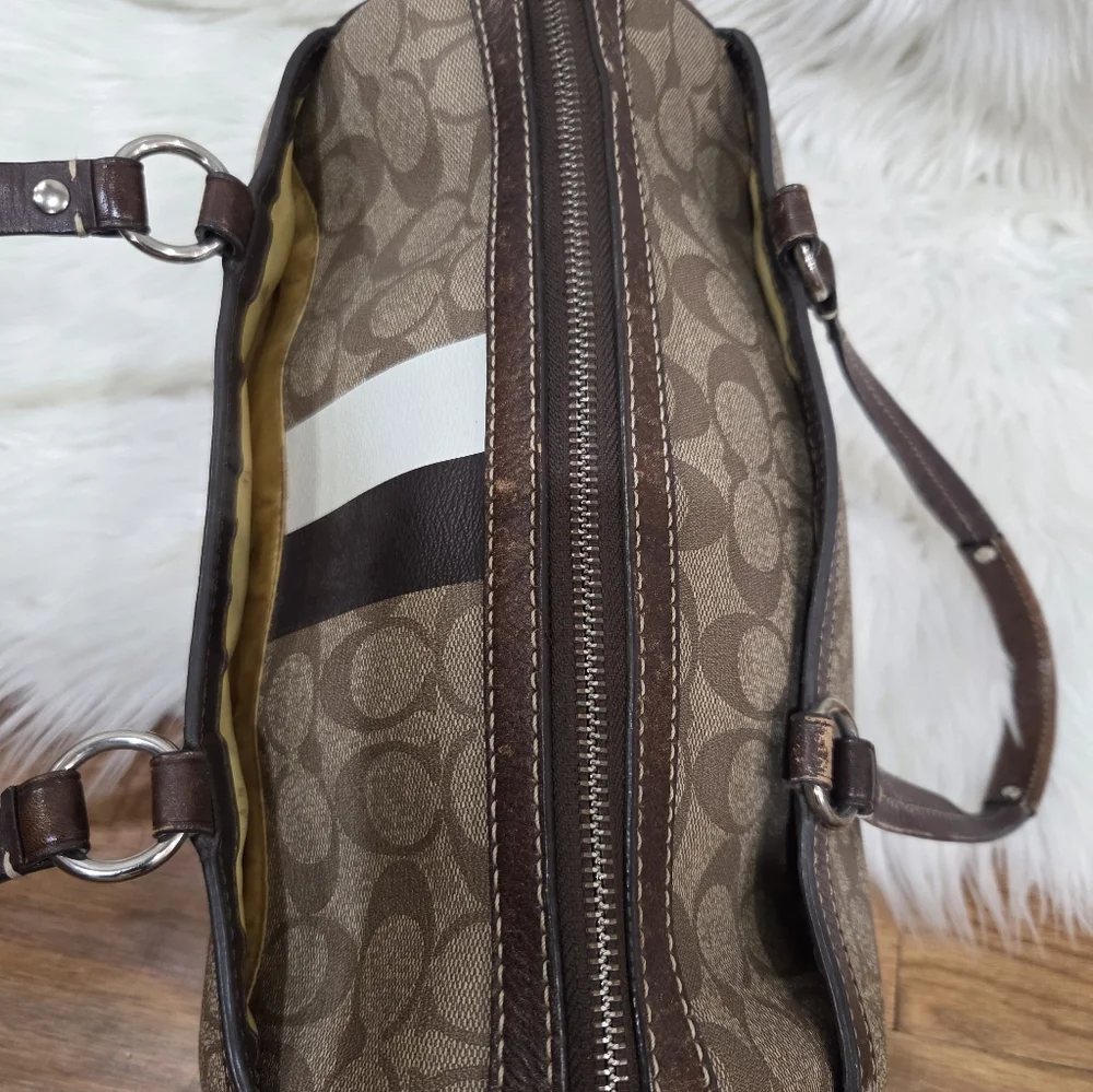 🤎▪️Coach ▪️ Heritage Stripe Signature Satchel (model F14478)  [2010 Year]